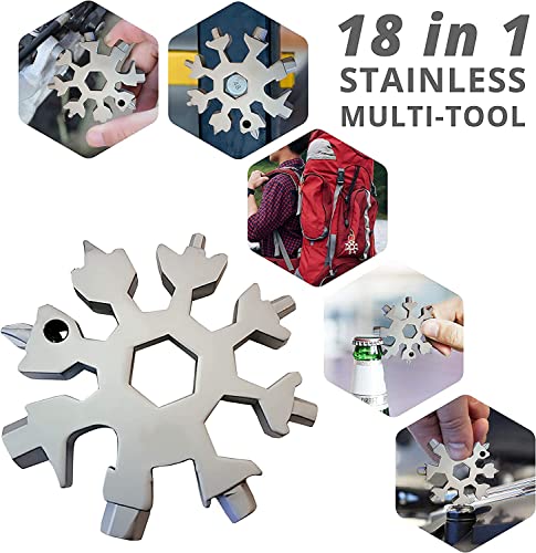 MAPPERZ 18-in-1 Stainless Steel Snowflake Portable Multi Tool, Screwdriver, Wrench, Bottle Opener Combination Compact Tool for Outdoor Travel, Camping, Adventure, Daily Tool & Keyring, Pack Of 1
