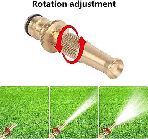 MAPPERZ Pure Brass Water Spray Nozzle with Connector, Adjustable Water Pressure Booster Jet Spray Gun, High Pressure, for Bike, Car, Pets, Garden, Window Cleaning Hose Pipe Spray Water Gun, Pack 1