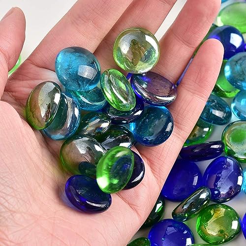MAPPERZ Blend Reflective Round Glass, Decorative for Natural Fish Tank, Vase Fillers and Landscaping with Flat Bottom Marble Beads for Home Decorative Art Craft Vase