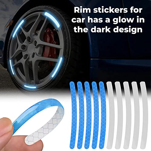 MAPPERZ 20pcs 3D Reflective Wheel Tire Rim Stripe Sticker for Car Motorcycle Cycling Bike Bicycle Night Safety Stripe Universal Anti-Scratch Reflective Rim Stickers -