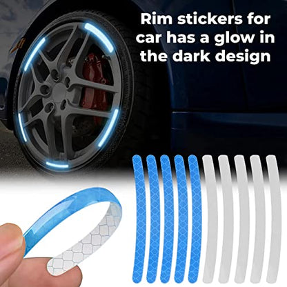 MAPPERZ 20pcs 3D Reflective Wheel Tire Rim Stripe Sticker for Car Motorcycle Cycling Bike Bicycle Night Safety Stripe Universal Anti-Scratch Reflective Rim Stickers -