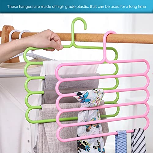 MAPPERZ Layer Multipurpose Multi-Layer Hangers for Clothes/Shirts/Wardrobe/Ties/Pants/Space Saving Hanger/Wardrobe Organizer/Plastic Hangers (Multicolor Colour) (Pack of 6)