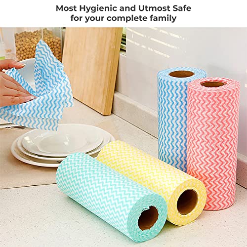 MAPPERZ Reusable Cleaning Wipe, Household &Kitchen Towels,Disposable Cleaning Cloth, Dish Cloth Dish Towels Dish Rags Reusable Kitchen Paper Towels, Wash Towels, 2 Rolls of 50 Sheets In Each