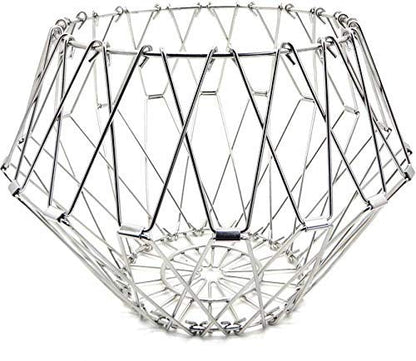 MAPPERZ Multipurpose Fruit Bowl Basket, Stainless Steel Modern Flexible Wire Folding deformable Fancy Fruit and Vegetable Fruit Plate, Kitchen and Home Storage, 8 Shapes, Pc1