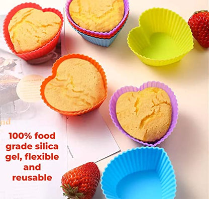 MAPPERZ Reusable & Washable Silicone Moulds Baking Cup Set Kitchen Baking Nonstick, Multicolor Tools for Muffins/Cupcake/Jelly/Cake