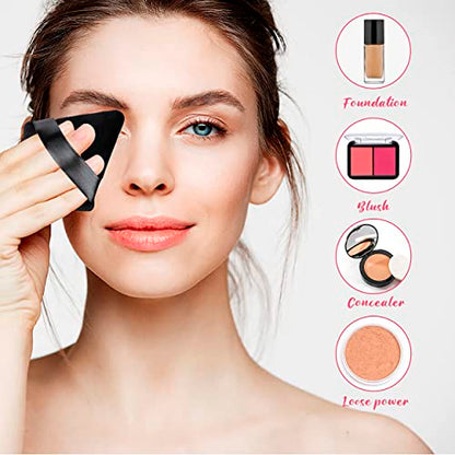 MAPPERZ Powder Puff Face Soft Triangle Makeup Puff for Loose Powder Body Powder, Wedge Shape Velour Cosmetic Sponge for Contouring, Under Eyes and Corners, Beauty Makeup Tools, Medium Size, Pack Of 1