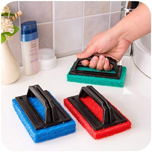 MAPPERZ crubber Brush for Bathroom Kitchen Floor Cleaning with Handle/ Tile Cleaning Scrubber Brush/ Sink Cleaning Brush - Multicolor