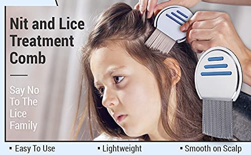 MAPPERZ Stainless Steel Lice Treatment Nit Lice Egg Removal Stainless Steel Metal Comb