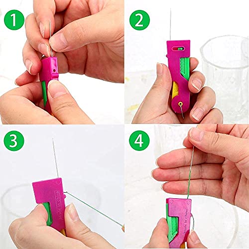 MAPPERZ Automatic Needle Threading Device/ Plastic Press and Thread Device Tailoring and Sewing Kit Tool Self Needle Threading Tool - Pack of 3