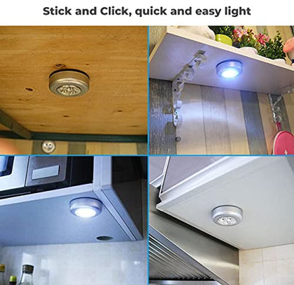 MAPPERZ LED Battery Powered Wireless Night aight Stick Tap Touch Lamp Stick-on Push Light for Closets Cabinets or Utility Rooms Cordless Touch Light Batteries Not Included (Pack of 4)
