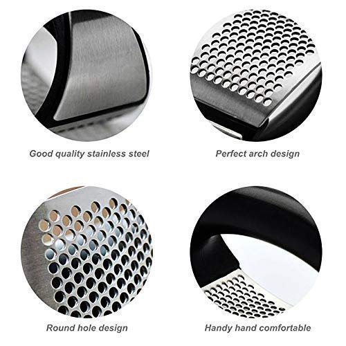 MAPPERZ Garlic Press Crusher for Kitchen/ Stainless Steel Garlic Presser/ Ginger Presser Manual Garlic Presser Curved Garlic Grinding Slicer Chopper for Kitchen
