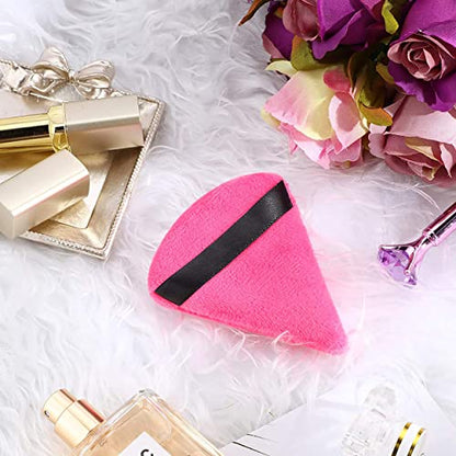 MAPPERZ Powder Puff Face Soft Triangle Makeup Puff for Loose Powder Body Powder, Wedge Shape Velour Cosmetic Sponge for Contouring, Under Eyes and Corners, Beauty Makeup Tools, Small Size, Pack Of 2