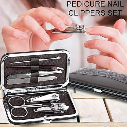 MAPPERZ Professional Manicure Kit/Stainless Steel Grooming Set With Leather Case (7 In 1)