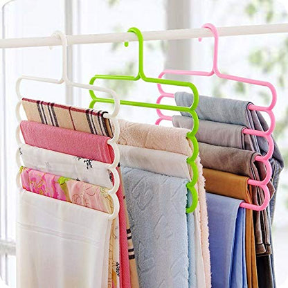 MAPPERZ Layer Multipurpose Multi-Layer Hangers for Clothes/Shirts/Wardrobe/Ties/Pants/Space Saving Hanger/Wardrobe Organizer/Plastic Hangers (Assorted Colour)