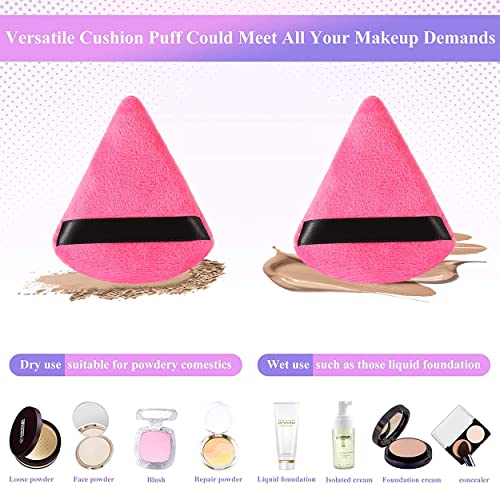 MAPPERZ Powder Puff Face Soft Triangle Makeup Puff for Loose Powder Body Powder, Wedge Shape Velour Cosmetic Sponge for Contouring, Under Eyes and Corners, 1 Small & 1 Medium Size, Pack Of 2