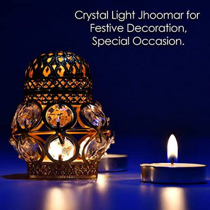 MAPPERZ Golden Metal Hanging Jhoomer Lantern Light, Small Antique LED String Series Fairy Lamp for Home, Balcony, Bedroom, Diwali, Festival Decoration Indian, 200Cm Length, in-Outdoor, PC-1