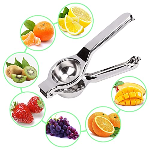 MAPPERZ Lemon Squeezer Stainless Steel with Heavy Duty, Food Grade Silicone Handles - Manual Citrus Press Juicer and Lime Squeezer Stainless Steel (Silver), Pack Of 1
