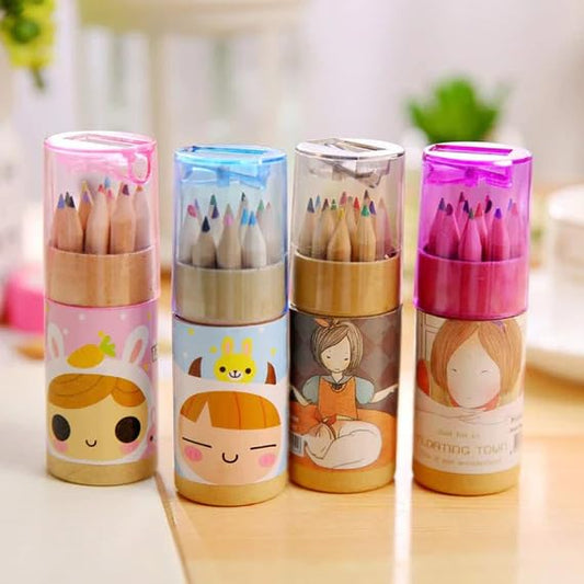 MAPPERZ Pencil Colors 12 Shades Color Pencil with Sharpener For Kids Drawing Artist Beginners Stationary Gift