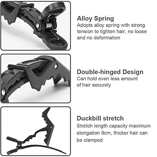 MAPPERZ Professional Hair Styling Clips Sectioning Crocodile Hair Clips Plastic Hair Grip Clips Cutting Clamps Styling Sectioning Clips (Black)