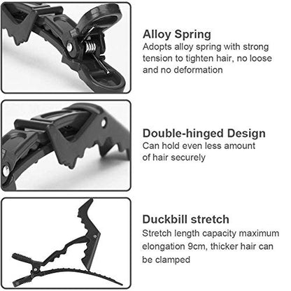 MAPPERZ Professional Hair Styling Clips Sectioning Crocodile Hair Clips Plastic Hair Grip Clips Cutting Clamps Styling Sectioning Clips (Black)