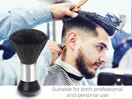 MAPPERZ Professional Hairdressing Stylist Barbers Salon Large Soft Hairbrush Hair Cutting Neck Face Duster Brush with Plastic Handle Grip for Brushing Off Hair - Black
