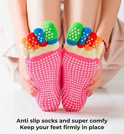 MAPPERZ Non Slip Yoga Socks, Anti-Skid Grip Pilates, Barre, Random Color