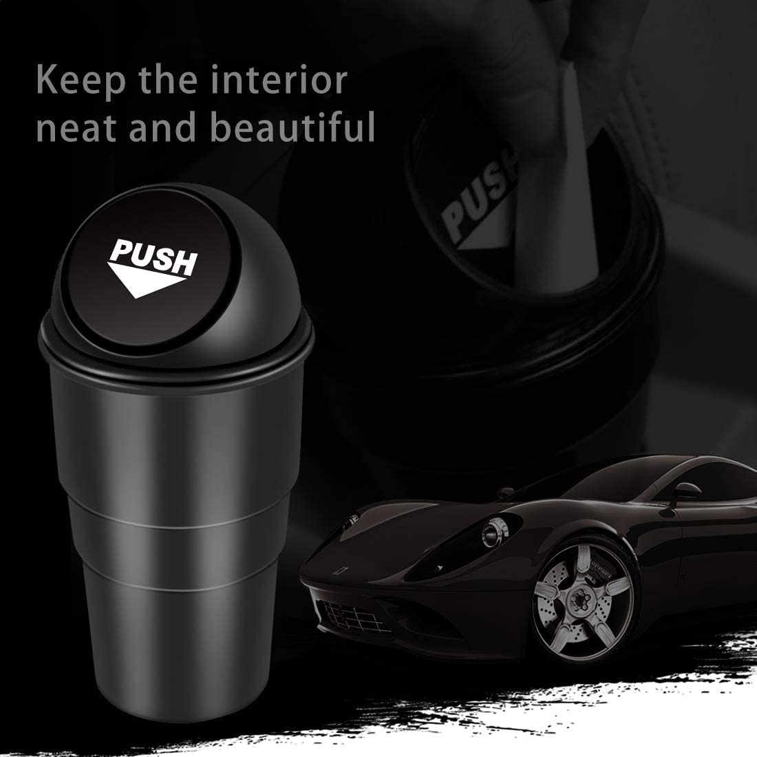 MAPPERZ Small Mini Trash Bin Car Trash Garbage Can for Car Office Home/ Car Mini Trash Plastic Ash Bin - Black
