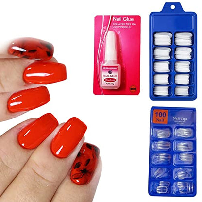 MAPPERZ 12 NAIL GLITTER, 48 NAIL GLITTER, 100 TRANSPARENT NAILS, 100 WHITE NAILS, 15 NAIL BRUSH, BIG GLUE, DOTTING PEN, FILER, NAIL TAPE, TIP GUIDE, BUFFER, STICKER, STAMP, NAIL BRUSH, NAIL CUTTER