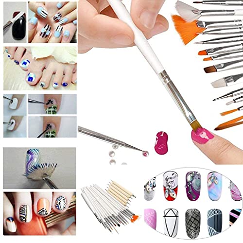 Mapperz Nail Painting Brushes/Drawing Pen/Nail Art Design Painting Tool Pen Polish Nail Brush | Acrylic Nail Art Design Painting Tool Pen Polish White Nail Brush Set-15 (pack of 1)