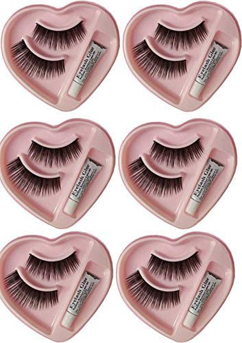 MAPPERZ Reusable False Fake Eyelashes With Glue - Pair of 6