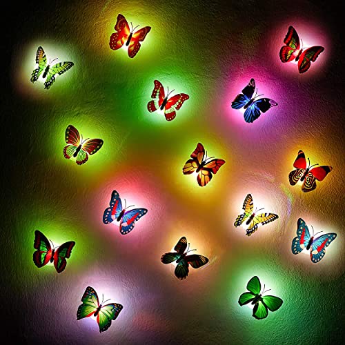 MAPPERZ Butterfly Night Lamp Colour-Full Home Decoration Color Changing Led Butterfly Light- Peel and Stick