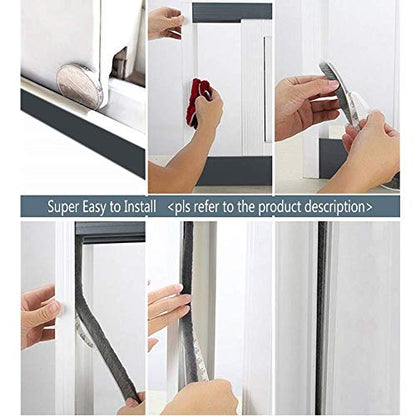 MAPPERZ Weather Stripping Brush Seal Tape for Sliding Windows & Doors Frame Side, Self Adhesive Door Brush Seal Strip for Soundproofing, Windproof, Dustproof, Stronger Stickiness, 10 Meter Long, Gray