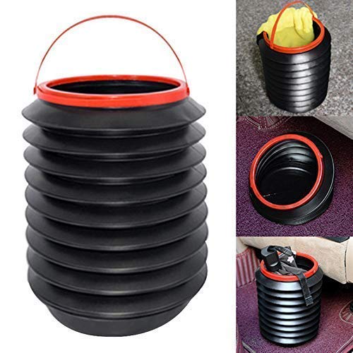 MAPPERZ Car Dustbin Trash Can, Foldable, Collapsible Pop Up Mini Waste Bin, Garbage Organizer with Hanging Strap for Car, Van, SUV, Truck, Home, Black Color, pack of 1