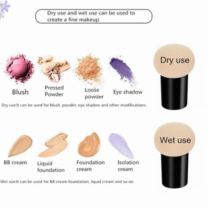MAPPERZ Pack Of 1 Powder Puff Cosmetic Sponges Mushroom Makeup Brushes Blender Sponge Face Brush Makeup Puff with Handle (Multi Colour)