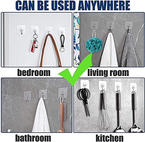 MAPPERZ Self Adhesive Wall Hooks/Heavy Duty Sticky Hooks for Hanging/Waterproof Transparent Adhesive Hooks
