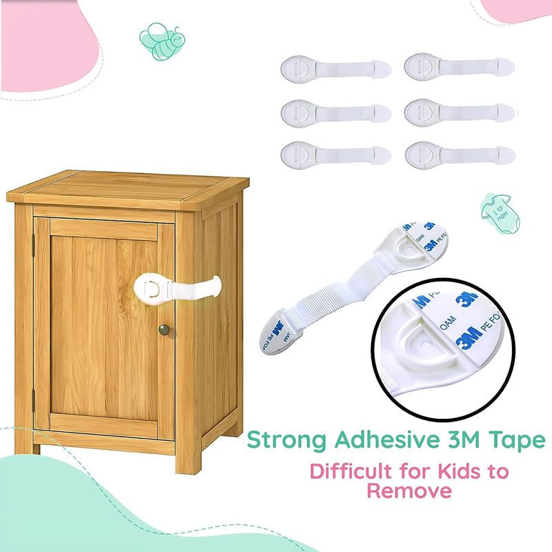 MAPPERZ Child Safety Locks for Furniture White Baby Proofing Cabinet Locks
