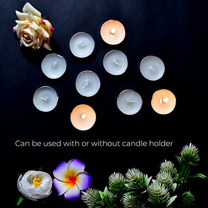 MAPPERZ Tea Lights Candles Smokeless, Dripless & Long Lasting Paraffin Tea Candles | Small Votive Mini Tealight Candles for Home, Pool, Shabbat, Weddings & Emergencies, White