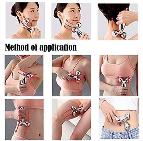 MAPPERZ 3D Manual Roller Massager/Body Massager/ 360 Rotate Roller Face Body Massager/Skin Lifting/Wrinkle Remover and Facial Massage/Relaxation and Skin Tightening Tool/Unisex - Silver