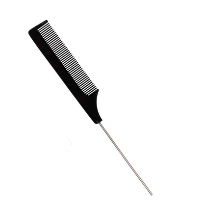 MAPPERZ Tail Comb For Women Hair Styling/ Steel Tail Pin Comb Steel Pin Rat Tail Carbon Fiber Heat Resistant Teasing Comb with Stainless Steel Pintail (Black)