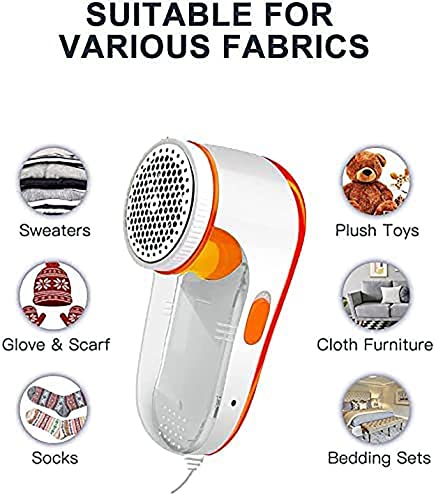 MAPPERZ Fabric Shaver, Portable Electric Lint Remover, Remove Pills Balls Bobbles from Fabric Clothes, Furniture Shaver, Sweater Pill Defuzzer, Carpet, Curtain, AC220V Plug & Play, Brush Included