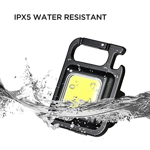 MAPPERZ LED COB Key Chain Flashlight Portable Pocket Light with Folding Bracket Bottle Opener for Camping Walking
