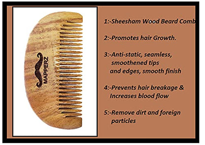 MAPPERZ Men Beard Styling Comb/Tool For Styling and Grooming of Beard/ Stylish Sheesham Wooden Comb for Men and Professionals