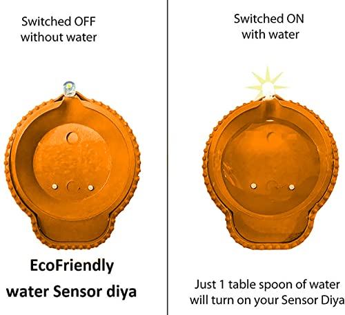 MAPPERZ Water Sensor Led Diyas Candle Warm Orange Ambient Lights, with Water Sensing Technology E-Diya, Battery Operated Led Candles for Home Decor, Festivals Decoration