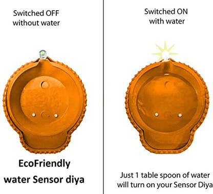 MAPPERZ Water Sensor Led Diyas Candle Warm Orange Ambient Lights, with Water Sensing Technology E-Diya, Battery Operated Led Candles for Home Decor, Festivals Decoration