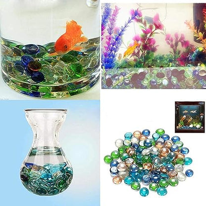MAPPERZ Blend Reflective Round Glass, Decorative for Natural Fish Tank, Vase Fillers and Landscaping with Flat Bottom Marble Beads for Home Decorative Art Craft Vase