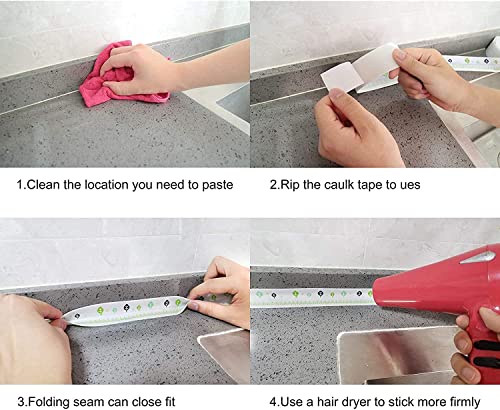 MAPPERZ Kitchen Wall Sealing Strip Tape Sink Waterproof and Oil-Proof Caulk Tape Self Adhesive Sealing Tape for Corners and Gaps