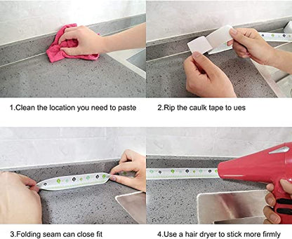 MAPPERZ Kitchen Wall Sealing Strip Tape Sink Waterproof and Oil-Proof Caulk Tape Self Adhesive Sealing Tape for Corners and Gaps