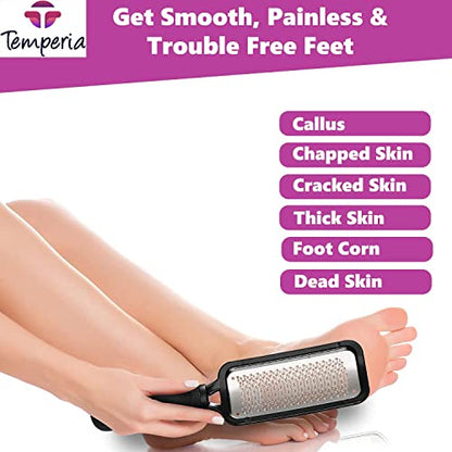 MAPPERZ Stainless Steel Callus Remover Tool Foot Filer Heel Scrubber Foot Scrubber for Dead Skin / Foot Exfoliating Scrubber Cleaner File, Pedicure Foot File (Black)