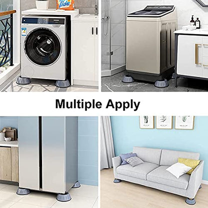MAPPERZ Washer Dryer Anti Vibration Pads with Suction Cup Feet, Fridge Washing Machine Leveling Support Feet Anti Walk Pads Shock Absorber Noise Cancelling Furniture Lifting Base (4 Piece)(Round, Grey, Big Size)