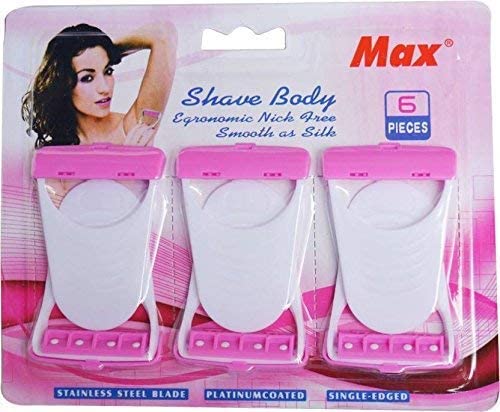 MAPPERZ Body Razor | body razor women | Disposable MAX Body & Bikini Shaving Razor For Women (6 Pcs Blade) Platinum Blade (6)